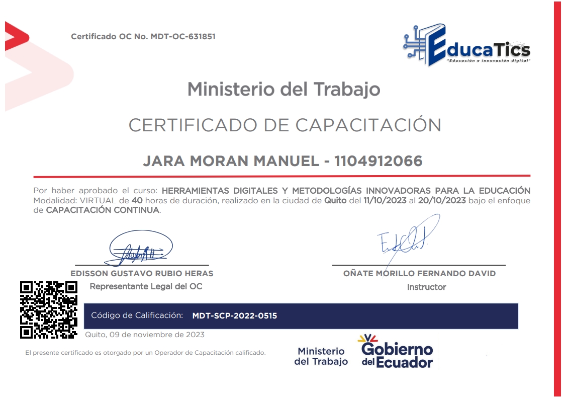 Certificado Herramientas Digitales y Metodologías Innovadoras