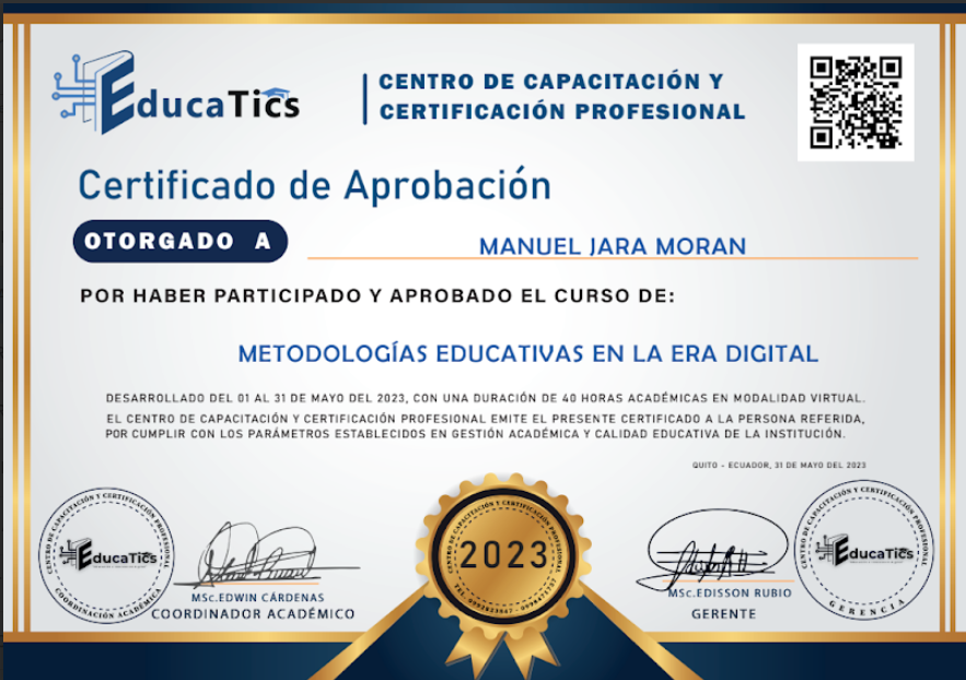 Certificado Metodologías Educativas en la Era Digital